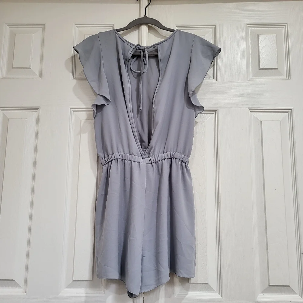 Wilfred Women's Romper Light Blue Tie-Back Ruffle-Sleeve Size Medium - Picture 5 of 6
